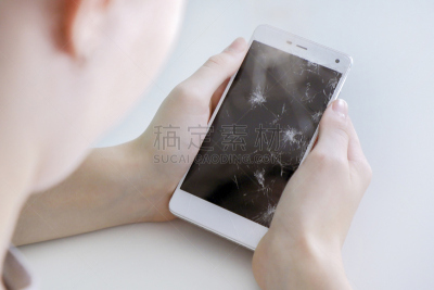 智能手机,坏掉的,女孩,青少年,现代,青年人,白色,技术,餐巾