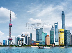 市区,上海,浦东,都市风景,驳船,黄浦江,东方明珠塔,河岸,滨水,金融建筑