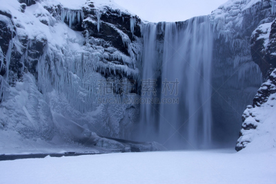 冰岛国,塞里雅兰瀑布,自然,seljalandsfoss waterfall,水平画幅,雪,瀑布,无人,欧洲,户外
