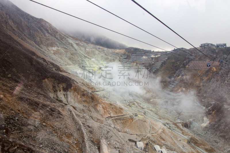 富士山,日本,火山,居住区,大涌谷,富士箱根伊豆国立公园,硫磺,空中缆车,2016,熔岩