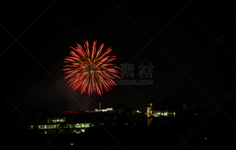 放焰火,天空,水平画幅,新年,新年前夕,夜晚,无人,城市,澳大利亚,摄影