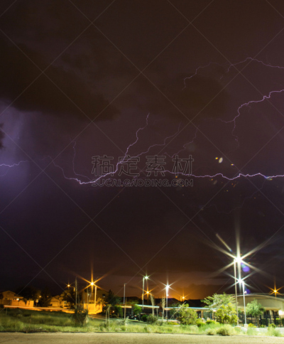 夜晚,雷雨,索诺兰沙漠,垂直画幅,天空,无人,时间,户外,灯,云景