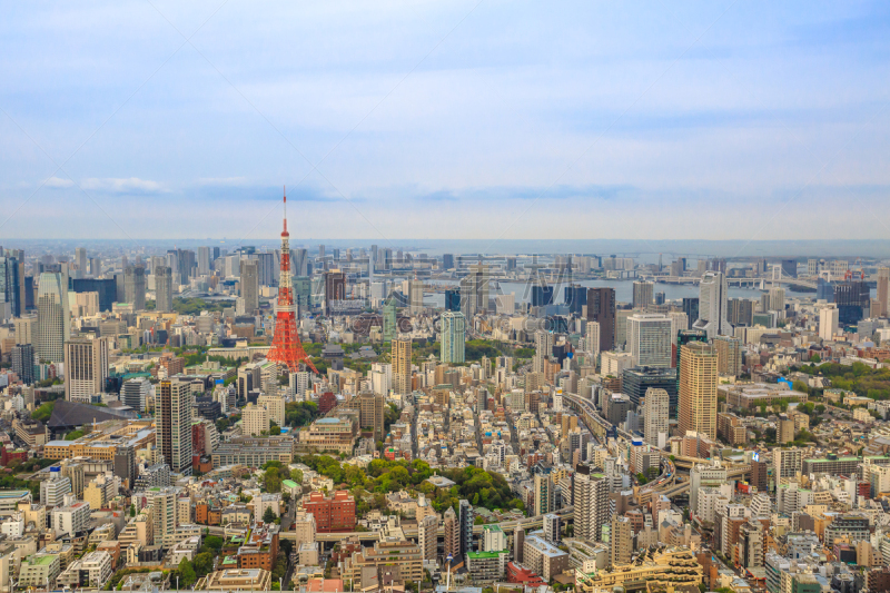 东京塔,城市天际线,六本木森大厦,六本木之丘,六本木,天文台,水平画幅,山,旅行者,户外