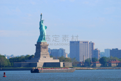 纽约,自由女神像,埃利斯岛,水平画幅,无人,海港,户外,都市风景,商业金融和工业,著名景点
