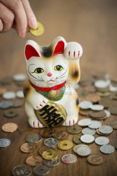 招财猫,人,无法辨认的人,遮住脸,陶瓷工艺品,垂直画幅,一个人,图像,拿着,手