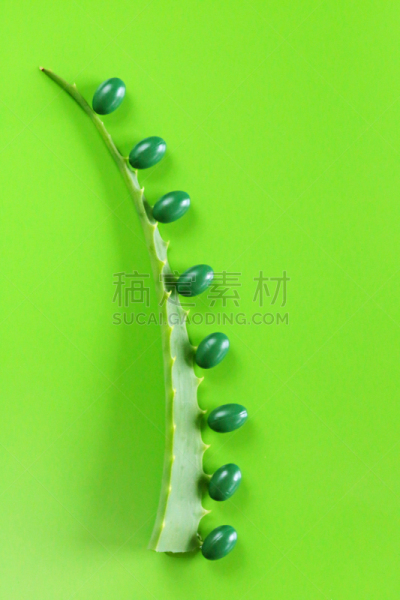 化妆用品,光,营养品,叶子,有机食品,胶囊,概念,芦荟,绿色背景,食品