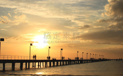 码头,云,水,天空,夏天,明亮,墨尔本,海滩,黎明,海景