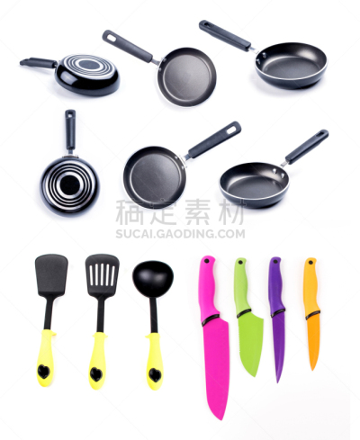白色,厨房器具,银餐具,分离着色,搅拌器,锅,石膏,刮刀,收集,写实