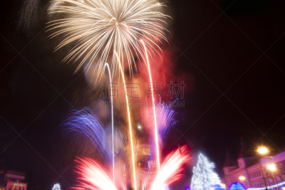 多色的,焰火,大约5世纪,大约4世纪,水平画幅,快乐,夜晚,蓝色,户外