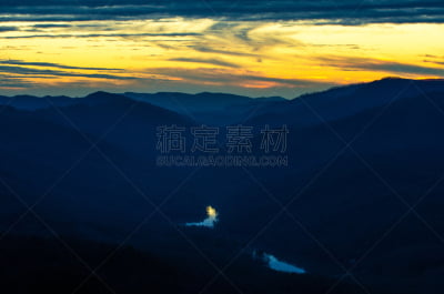 坎伯兰县,山口,尖峰,坎波兰县高原,蓝色山脊山脉,阿巴拉契亚山脉,天空,水平画幅,云,无人