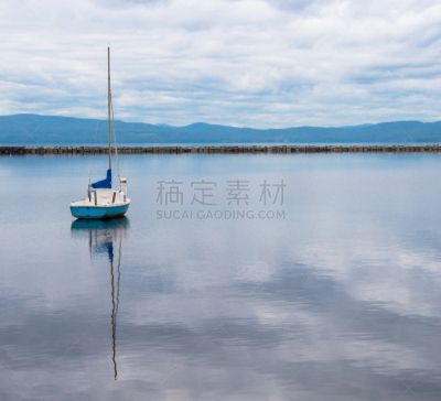 海港,白色,蓝色,船,一只动物,帆,天空,佛蒙特,水平画幅,无人
