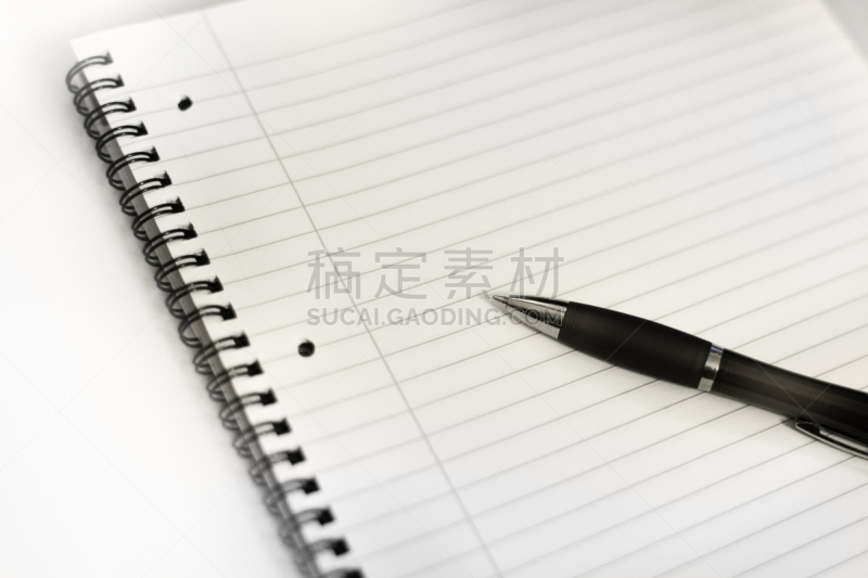笔记本,螺线,水笔,办公室,空白的,留白,办公用品,圆形,水平画幅,无人