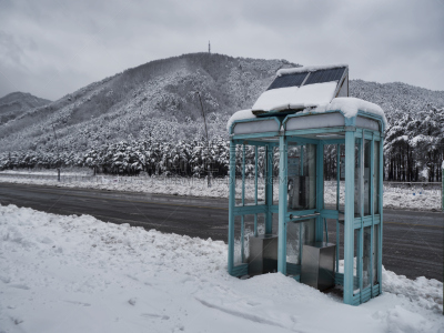 电话亭,雪,韩国,山路,寒冷,空的,一月,霜,桌位,朝鲜半岛