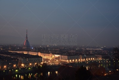 都灵省,托内利尖塔,都灵,水平画幅,无人,意大利,日落,摄影,照亮