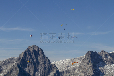 高崖跳伞,欣特斯托德,天空,水平画幅,降落伞,户外,顶部,自由,高处,运动