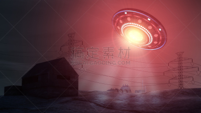 不明飞行物,房屋,诱拐者,天空,太空,未来,外星人,水平画幅,夜晚,陆用车