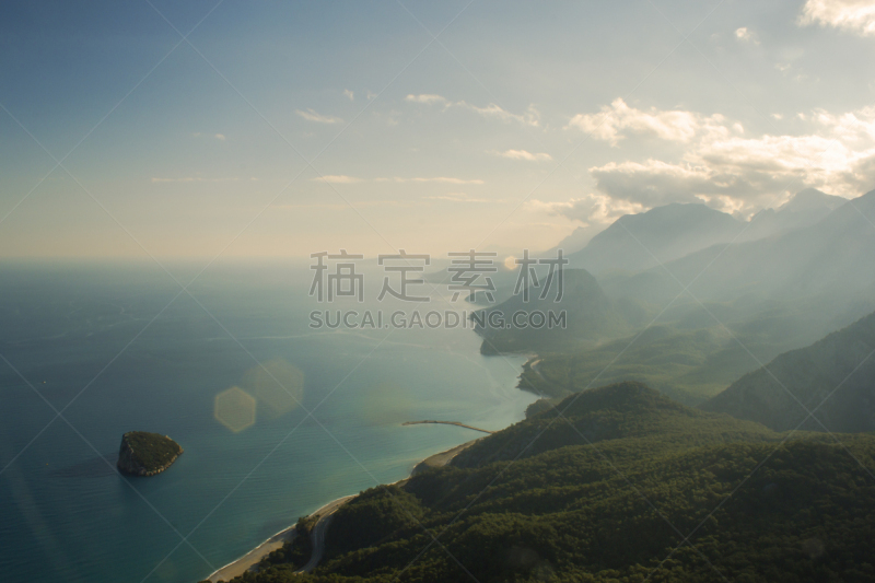安塔利亚省,金牛座,山,留白,气候,沙子,早晨,夏天,阿拉伯海,湖