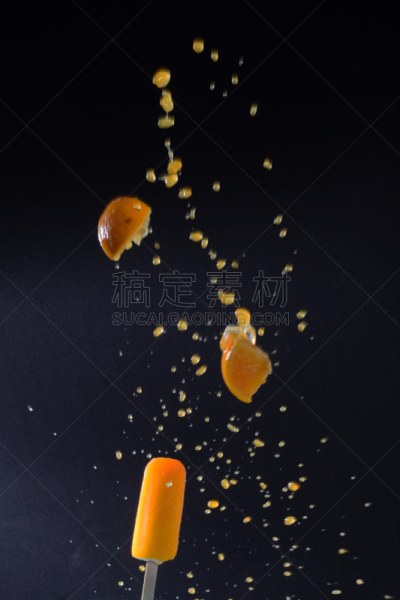冰淇淋,水果,垂直画幅,橙色,无人,冰淇淋蛋卷,冷冻食物,芒果 ,印度,溅