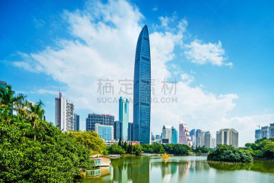 深圳,摩天大楼,深圳京基100,广东省,天空,未来,新的,水平画幅,无人,巨大的