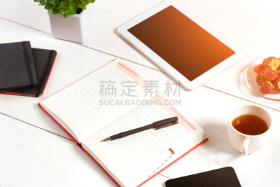 白色,书桌,杯,看风景,办公室,在上面,空白的,桌子,笔记本,设备用品