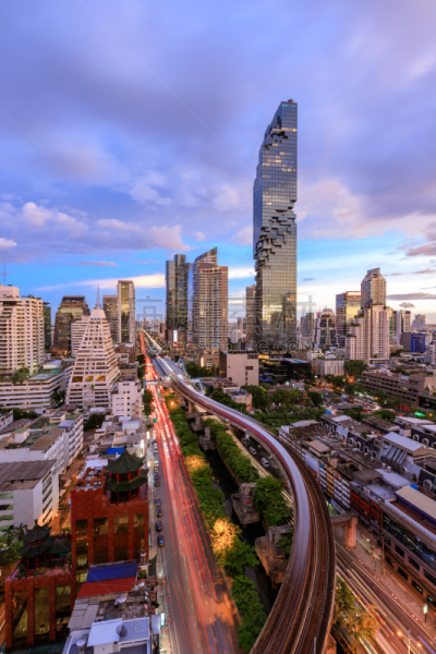 曙暮光,泰国,都市风景,商务,曼谷,摩天大楼,居住区,垂直画幅,天空,无人