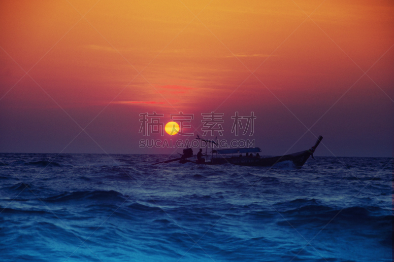 天空,水平画幅,夜晚,曙暮光,户外,交通方式,皮皮岛,泰国,日落,旅游