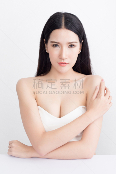 女人,亚洲,白色背景,自然美,分离着色,可爱的,健康保健,清新,背景分离,肖像