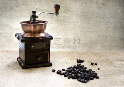 磨咖啡机,咖啡豆,木制,褐色,古董,早餐,水平画幅,无人,古老的,饮料