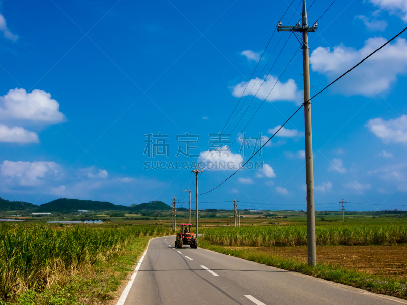 石垣岛,霍姆敦,路,天空,度假胜地,休闲活动,水平画幅,云,无人,球队回家