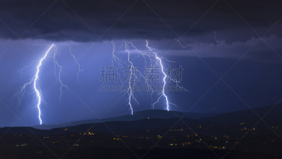 暴风雨,夏天,在上面,狂怒的,水,能源,夜晚,气候与心情,电源,雨