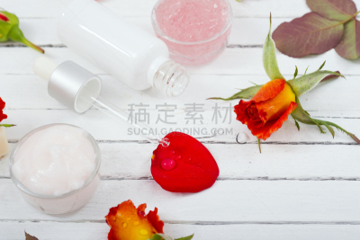 奶油,玫瑰,留白,水平画幅,无人,发胶,spa美容,古老的,乡村风格,化妆用品