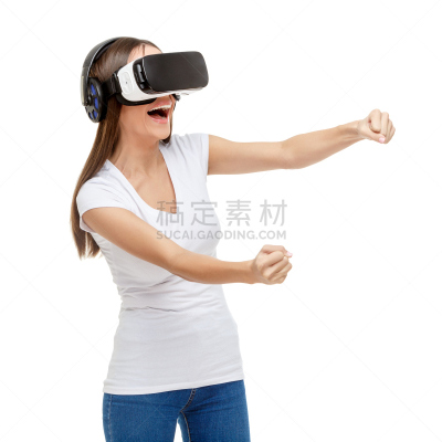 女人,虚拟现实,白人,飞行风镜,仅成年人,眼镜,长发,现代,青年人,看