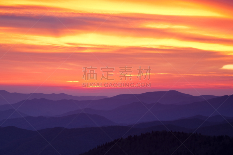 在上面,clingman's dome,田纳西,北卡罗来纳,水平画幅,山,无人,户外,云景