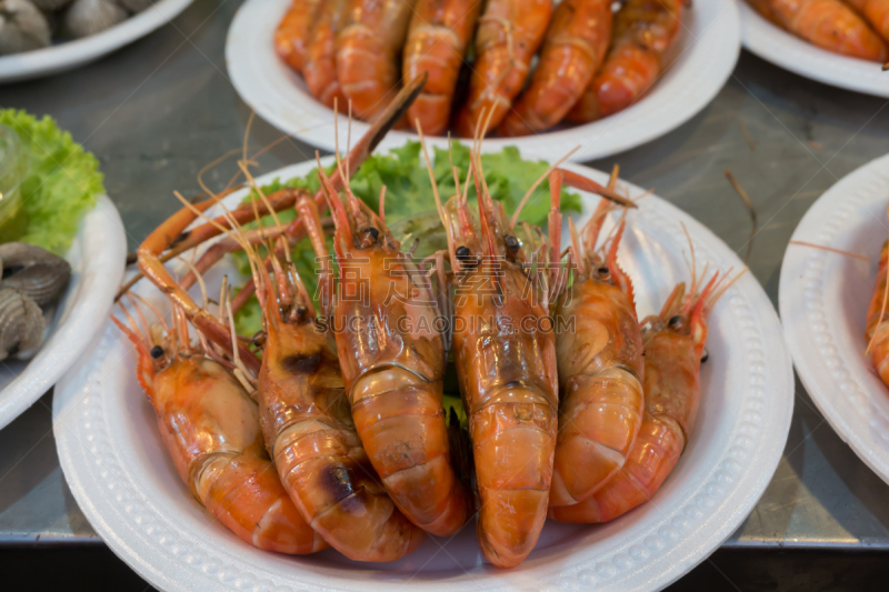 格子烤肉,泰国,虾,泡沫材料,夜市,主菜盘,餐具,水平画幅,开胃品,膳食