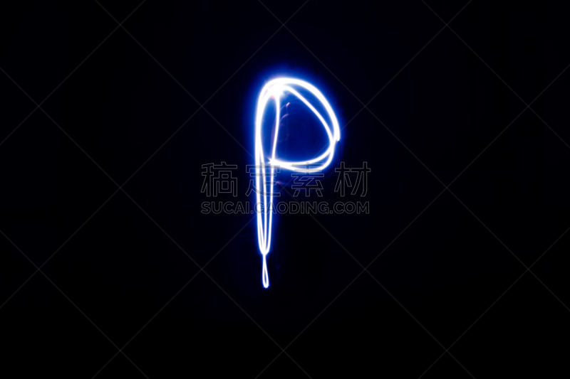 夜晚,英文字母p,照明设备,蓝色,抽象,长时间曝光,涂料,信函,闪烁发光,光