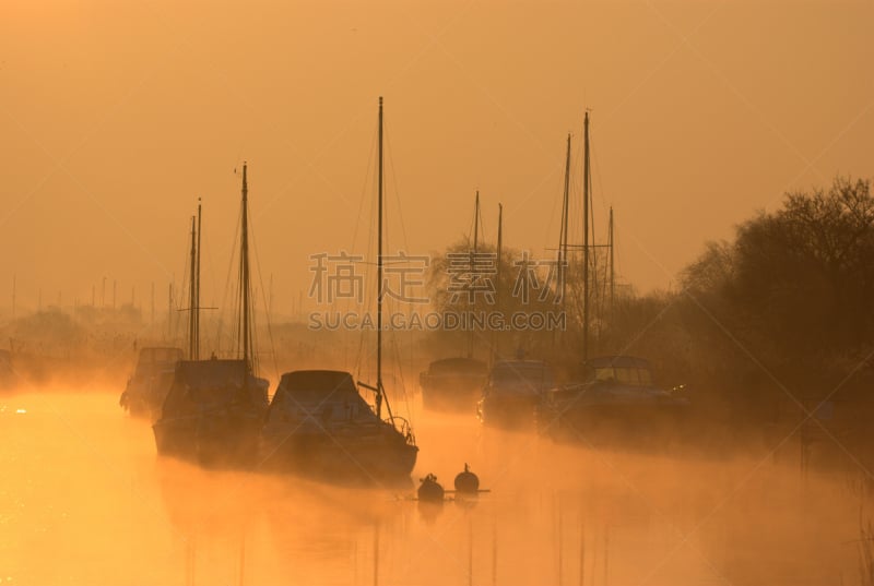 韦勒姆,河流,弗洛蒙,普鲁贝尔岛,多塞特郡,水平画幅,黎明,无人,摄影,日出