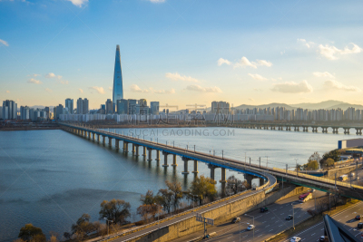 城市天际线,韩国,首尔,城市,天空,水平画幅,无人,户外,都市风景,江南区