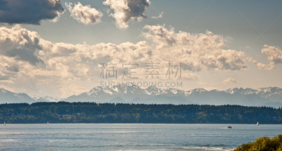 迪斯卡沃帕克,看风景,普吉特海湾,西雅图,自然,水,天空,美国,水平画幅,无人