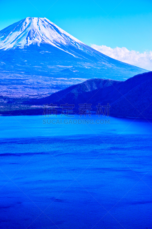 山,富士山,本栖湖,垂直画幅,水,美,里山,林区,雪,无人