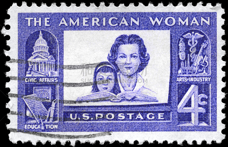 女人,美国,邮戳,青少年,艺术,水平画幅,符号,古老的,单色调,工业