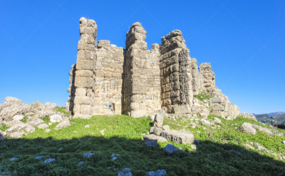 阿斯班度古城,土耳其,自然,天空,水平画幅,无人,蓝色,远古的,建筑结构,贝雷库