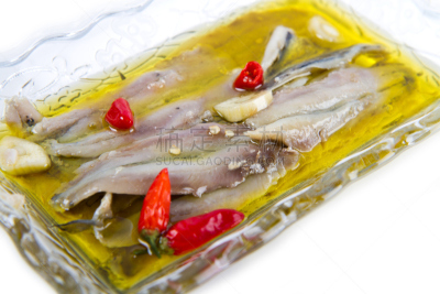凤尾鱼,食盐,水平画幅,意大利食品,无人,开胃品,配方,橄榄油,醋,海洋