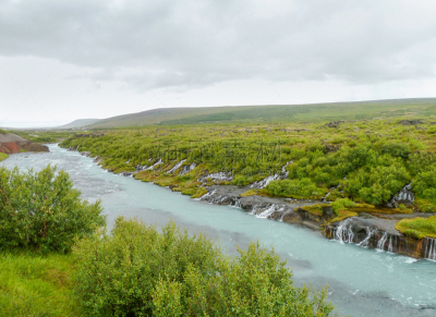 hraunfossar,水,水平画幅,瀑布,火山地形,夏天,户外,石头,冰岛国,山