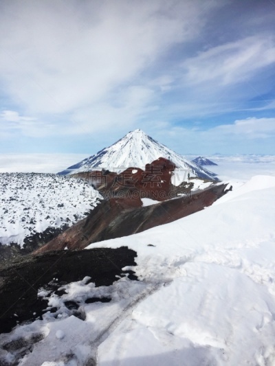 阿瓦钦斯基火山,在上面,看风景,科里亚克火山,旅途,雪山,火山岩,自然神力,全身像,户外