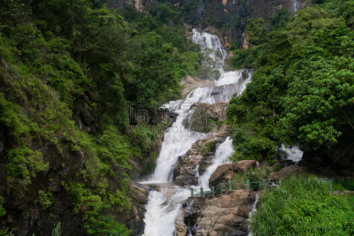 瀑布,山,山谷,绿色,自然,季节,环境,图像,苔藓,无人