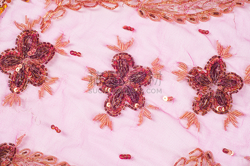 亮片,珠子,刺绣,粉色,花边,薄纱网,钩针编织品,水平画幅,纺织品,复杂