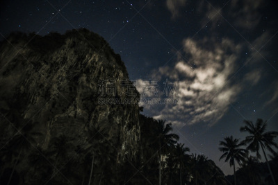 夜晚,泰国,海滩,亚洲,东南亚,图像,无人,悬崖,莱雷海滩,水平画幅