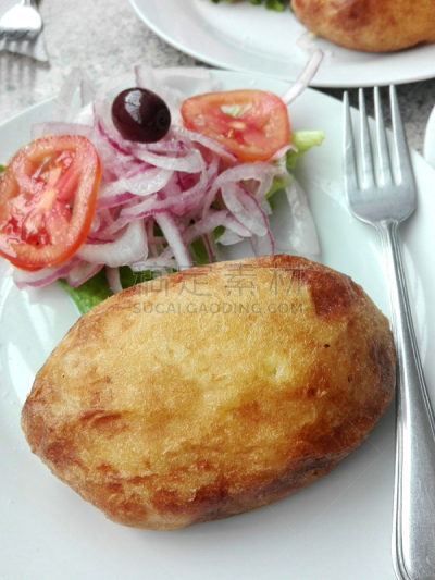 patatas bravas,父亲,塞满了的,马铃薯,盘子,高视角,无人,碳水化合物,特写,垂直画幅