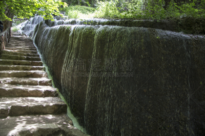 褪湛寺院,萨拉哥萨,阿拉贡,自然,水,公园,水平画幅,绿色,瀑布,无人
