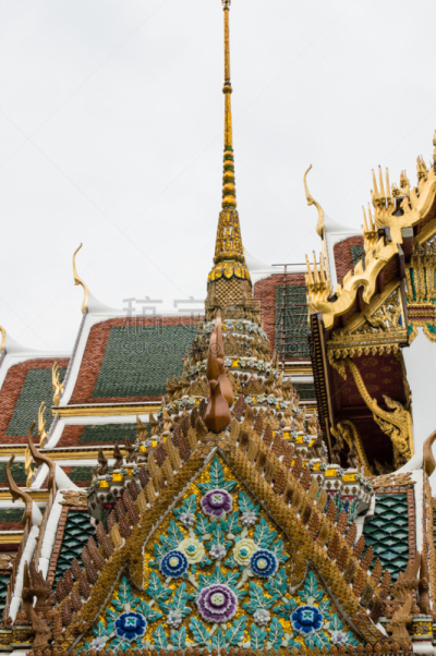 玉佛寺,泰国,曼谷,寺庙,寺庙殿堂,小乘佛教,金叶,垂直画幅,高视角,无人